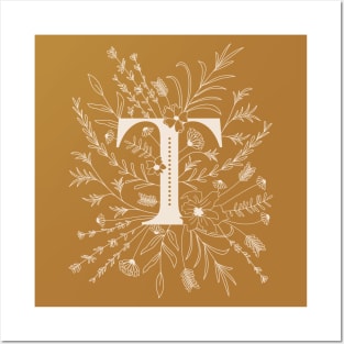 Botanical Letter T (Mustard Yellow) Posters and Art